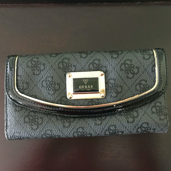 Black/Gray Leather Wallet - Picture 1 of 5